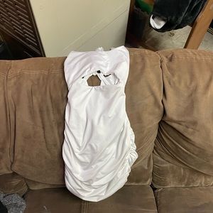 White Scrunched Bodycon Dress